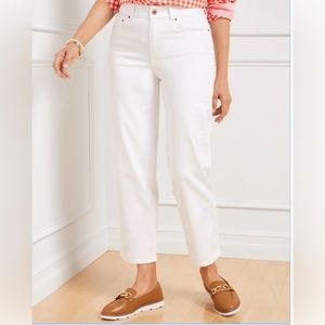 Talbots straight leg high waist white ankle jeans